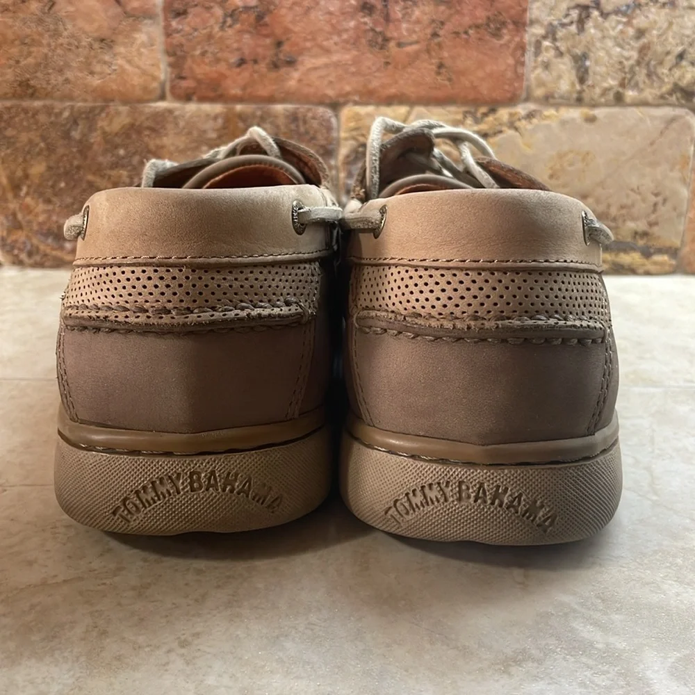 Tommy Bahama Shoes Size 13 M Classic Boat Lace Up Tan Two Tone Leather Loafers